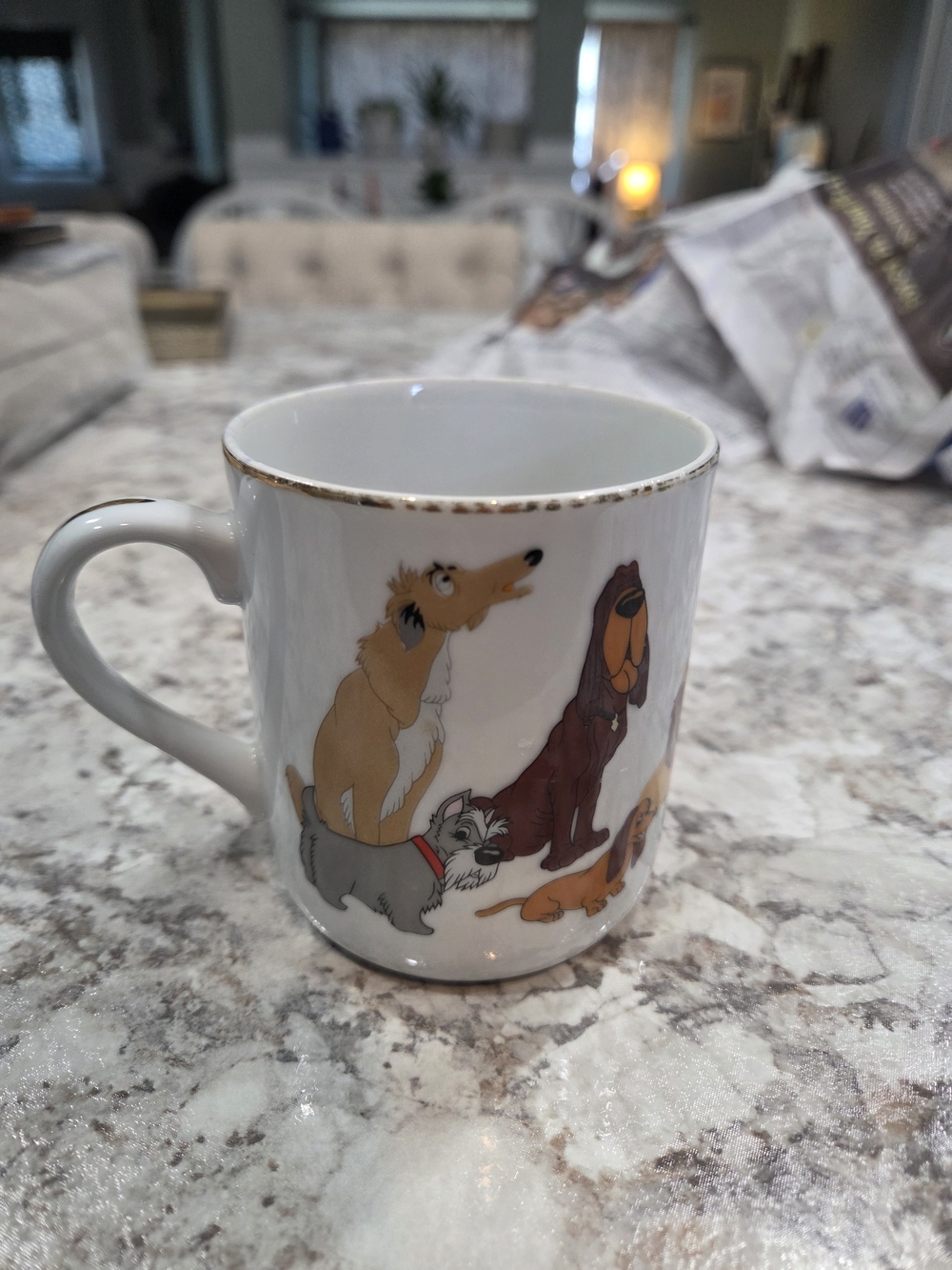 Vintage Walt Disney Productions LADY and the TRAMP Coffee Mug JAPAN Dogs & Cats